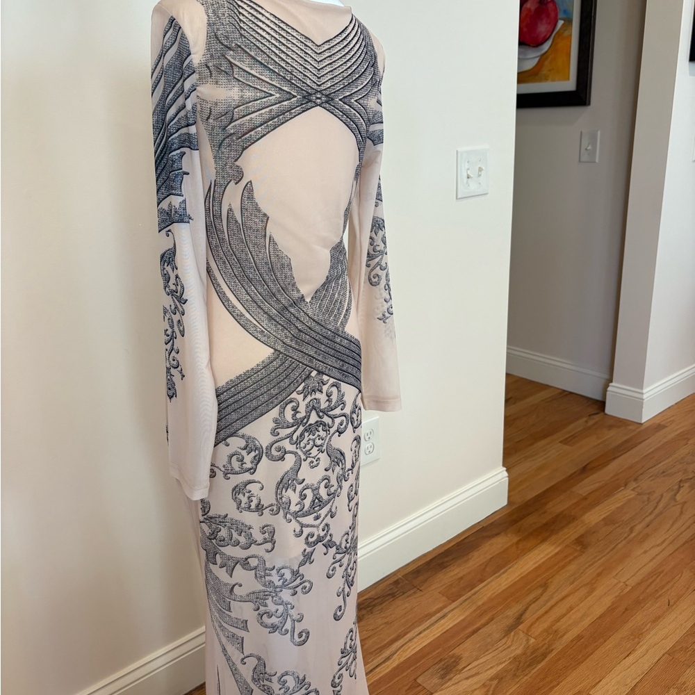 Elegant Long Sleeve Patterned Dress